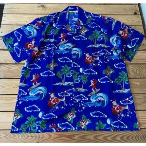 Alvish Hawaiian Sant Surfing Button Up Shirt XL